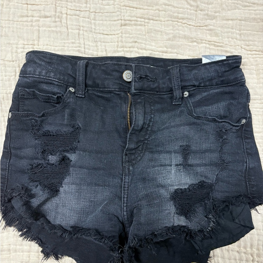 Eunina Charcoal Distressed Jean Shorts